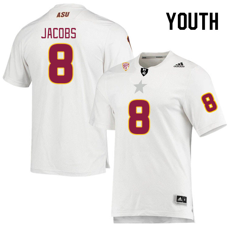 Youth #8 Javen Jacobs Arizona State Sun Devils College Football Jerseys Stitched Sale-White